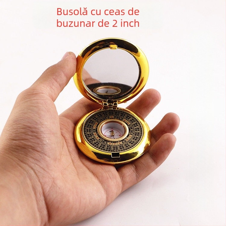 Busolă Bagua din cupru – instrument portabil Feng Shui cu geometrie Bagua