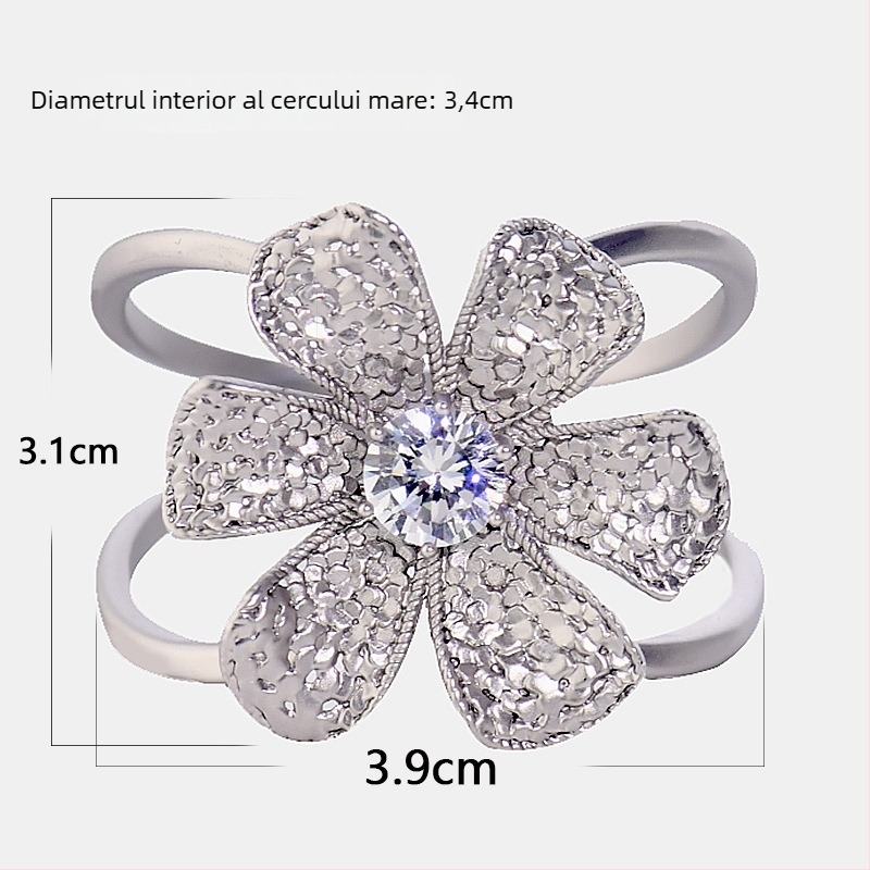 Cuier de curea pentru paltoane și eșarfe – aliaj, finisaj mat, stil minimalist feminin, zirconiu încrustat, placare electrogalvanică