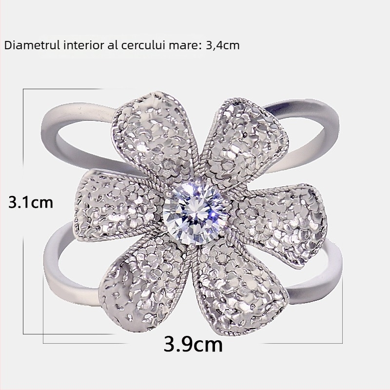 Cuier de curea pentru paltoane și eșarfe – aliaj, finisaj mat, stil minimalist feminin, zirconiu încrustat, placare electrogalvanică