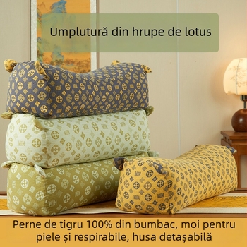 Pernă Tiger Buckwheat cervicală, cu formă în U, 0.55-1.0 kg, husă din poliester