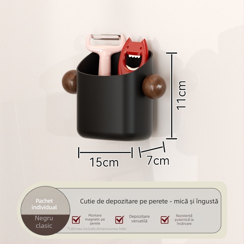 Raft magnetic de depozitare pentru frigider, montare pe perete fără găuri, material ABS, model Ym.7257, organizator lateral multifuncțional pentru bucătărie