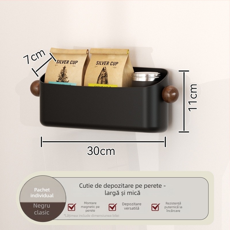 Raft magnetic de depozitare pentru frigider, montare pe perete fără găuri, material ABS, model Ym.7257, organizator lateral multifuncțional pentru bucătărie