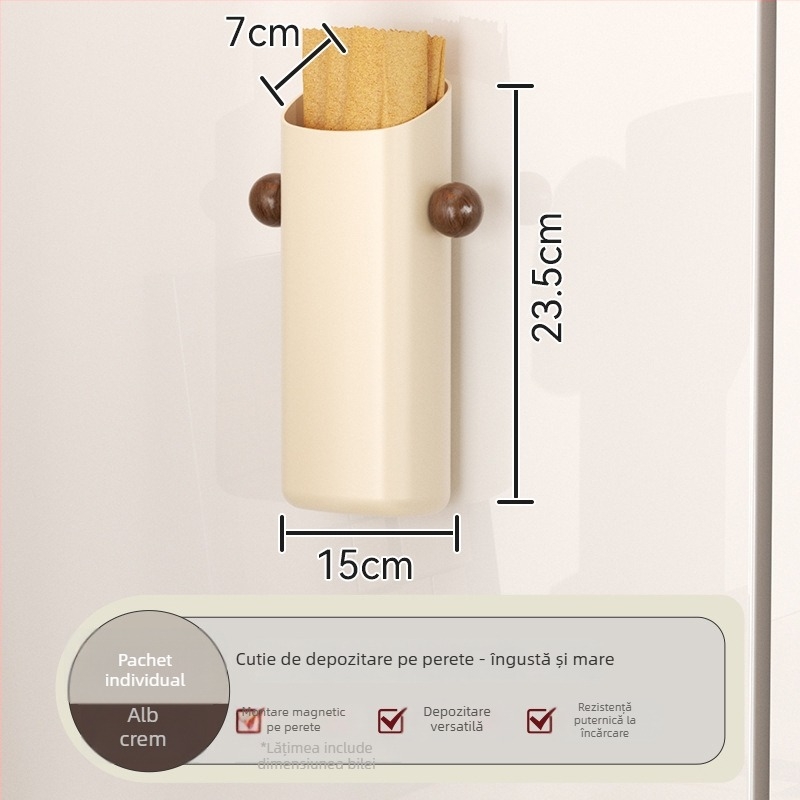 Raft magnetic de depozitare pentru frigider, montare pe perete fără găuri, material ABS, model Ym.7257, organizator lateral multifuncțional pentru bucătărie