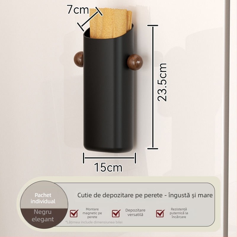 Raft magnetic de depozitare pentru frigider, montare pe perete fără găuri, material ABS, model Ym.7257, organizator lateral multifuncțional pentru bucătărie