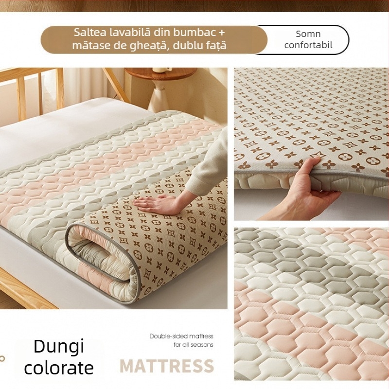 Covoraș moale de pat, cu dublă față, Jacquard, Ice Silk Mat, Fibre Chimice, Stil Modern Minimalist