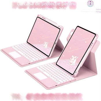 Carcasă protectoare acrilică cu rotire la 360° și tastatură Bluetooth, cu slot pentru stilou, pentru iPad 11-a generație