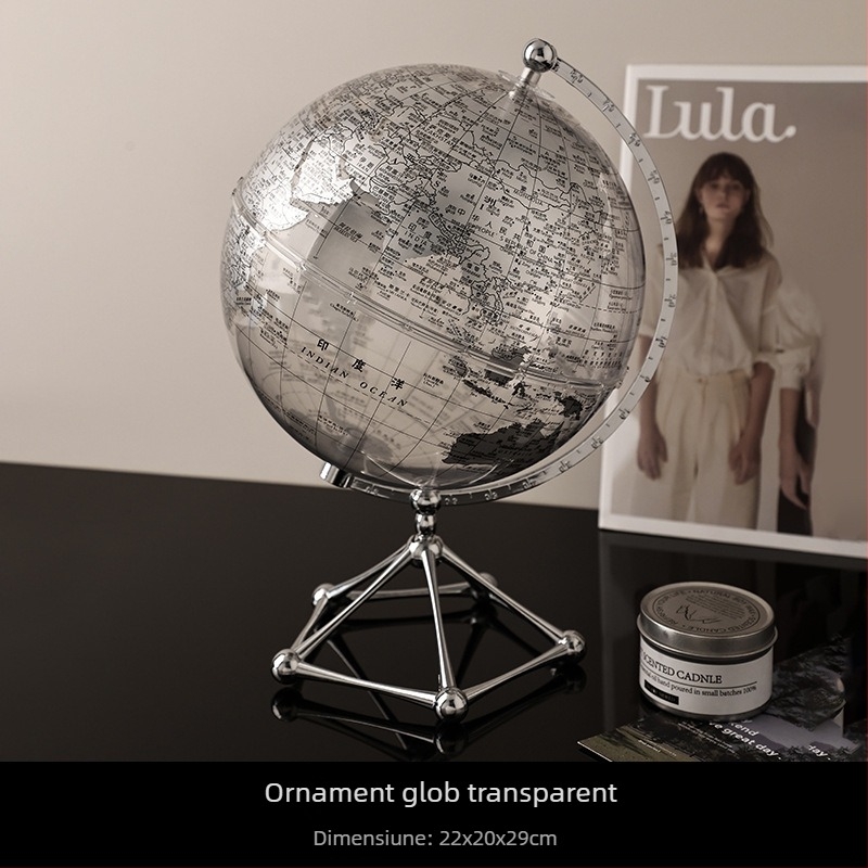 Glob transparent din acrilic pentru decorul casei — accent de lux pentru living, mobilierul TV și dulapul de vin