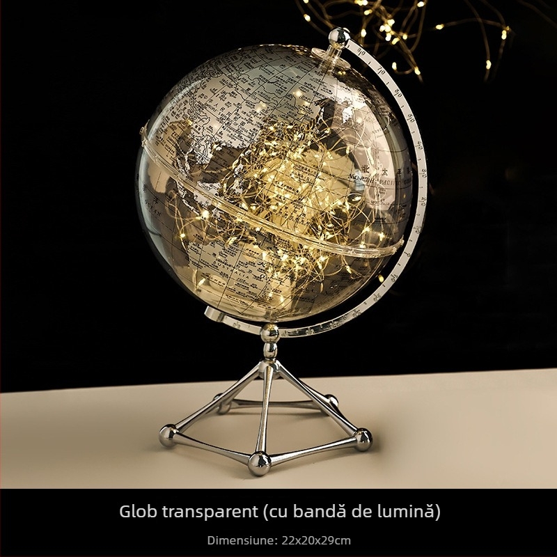 Glob transparent din acrilic pentru decorul casei — accent de lux pentru living, mobilierul TV și dulapul de vin