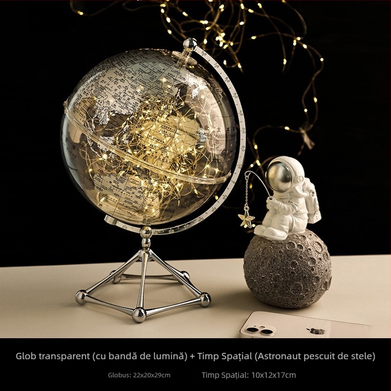 Glob transparent din acrilic pentru decorul casei — accent de lux pentru living, mobilierul TV și dulapul de vin