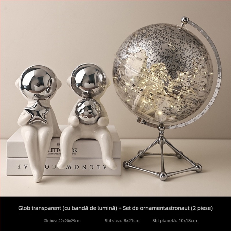 Glob transparent din acrilic pentru decorul casei — accent de lux pentru living, mobilierul TV și dulapul de vin