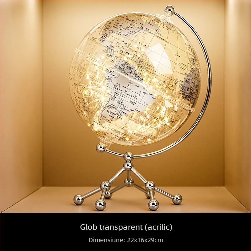 Glob transparent din acrilic pentru decorul casei — accent de lux pentru living, mobilierul TV și dulapul de vin