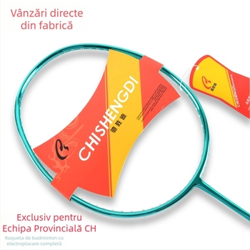 Rachetă de badminton cu cadru din fibră de carbon, greutate 80–84 g, cap drept, posibilitate de personalizare, logo imprimat