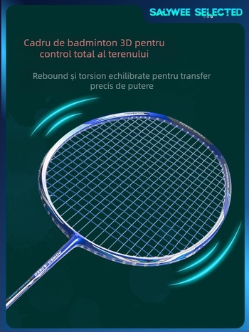 Rachetă de badminton SALYWEE cu cadru din fibră de carbon, greutate 75–79 g, mâner G5, lovire directă