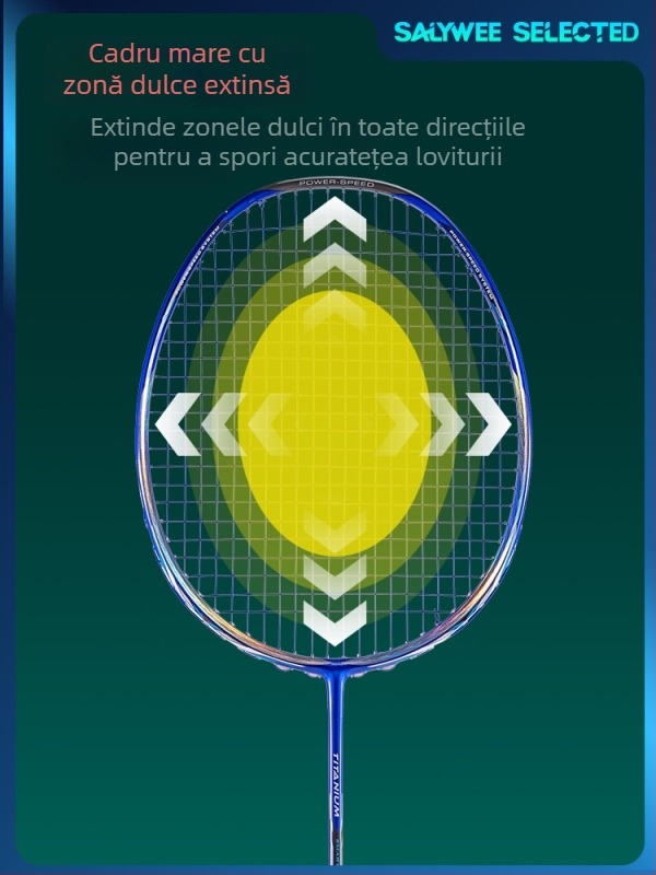 Rachetă de badminton SALYWEE cu cadru din fibră de carbon, greutate 75–79 g, mâner G5, lovire directă