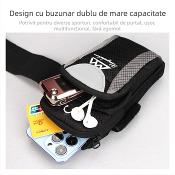Longlongin Geantă de braț pentru telefon pentru alergare – Unisex, respirabilă, impermeabilă, ultra-ușoară, Oxford material, 17,5×9 cm