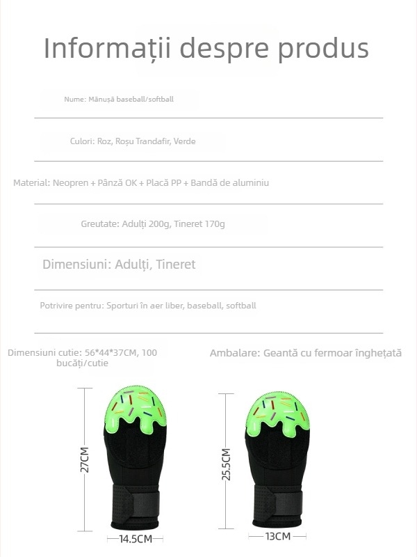 Mănușă de protecție a palmei pentru baseball/softball – cauciuc, adulți