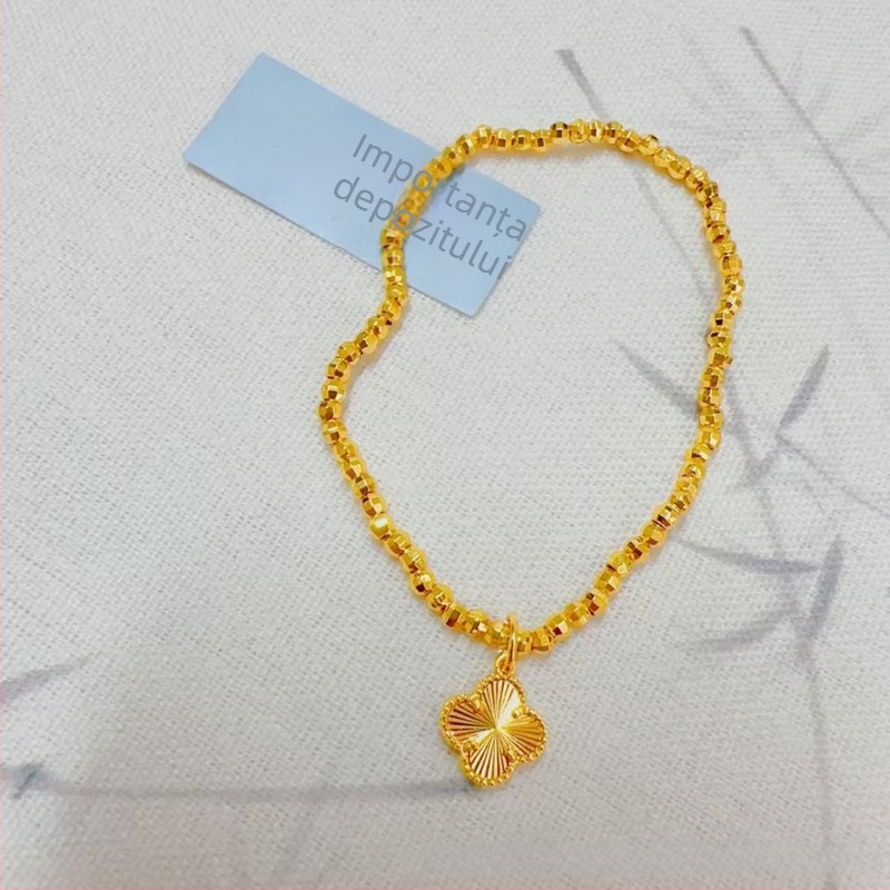 Brățară din cupru placată cu aur pentru femei, cu modele florale și geometrice