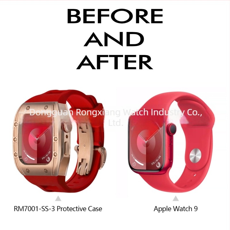 Carcasă de înlocuire Apple Watch pentru Series 9/8/7/6, din oțel inoxidabil, cataramă tip fluture, 44/45 mm