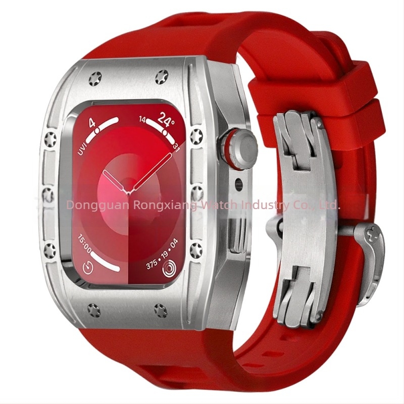 Carcasă de înlocuire Apple Watch pentru Series 9/8/7/6, din oțel inoxidabil, cataramă tip fluture, 44/45 mm