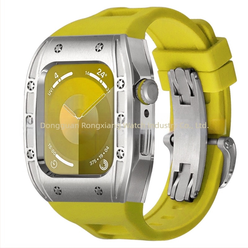 Carcasă de înlocuire Apple Watch pentru Series 9/8/7/6, din oțel inoxidabil, cataramă tip fluture, 44/45 mm