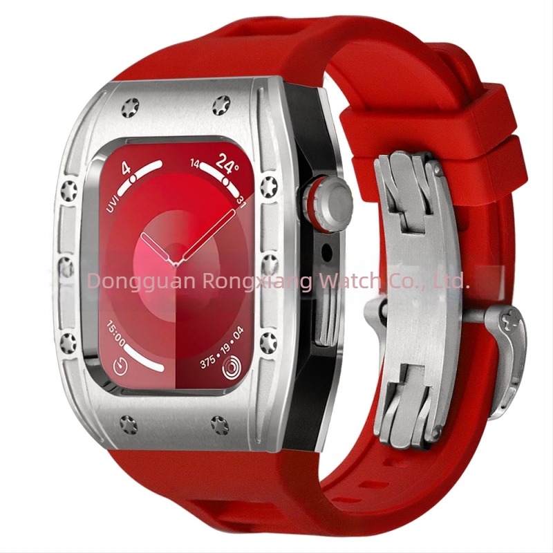 Carcasă de înlocuire Apple Watch pentru Series 9/8/7/6, din oțel inoxidabil, cataramă tip fluture, 44/45 mm