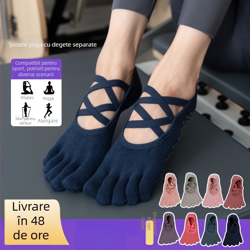 Toesox șosete antialunecare pentru yoga și pilates, cu degete separate, bumbac 70–80%, uscare rapidă, absorbție a transpirației