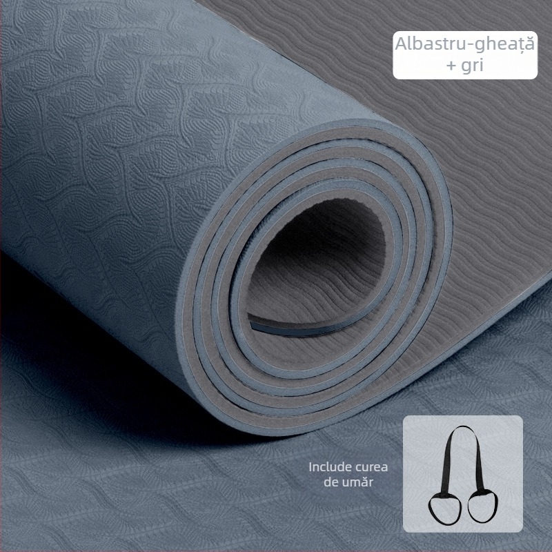 Saltea de yoga TPE 183x61 cm, bi-color, 10 mm grosime, pentru începători