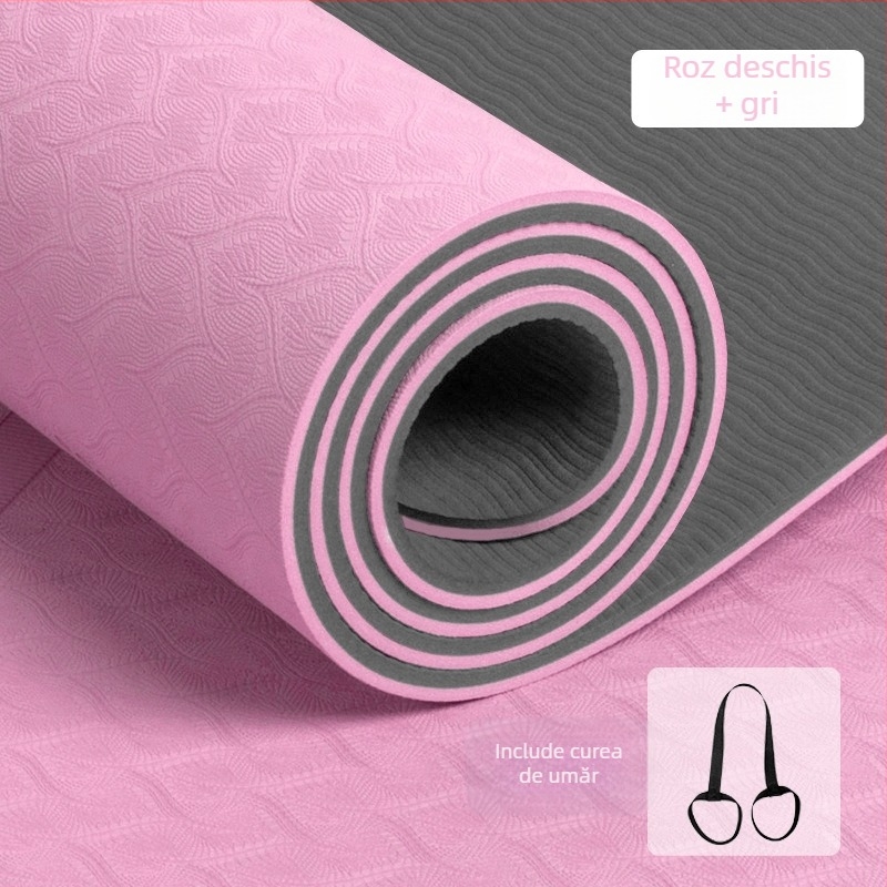 Saltea de yoga TPE 183x61 cm, bi-color, 10 mm grosime, pentru începători