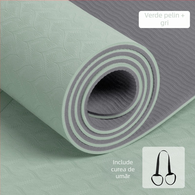 Saltea de yoga TPE 183x61 cm, bi-color, 10 mm grosime, pentru începători