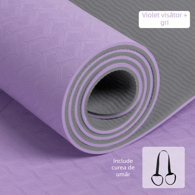 Saltea de yoga TPE 183x61 cm, bi-color, 10 mm grosime, pentru începători