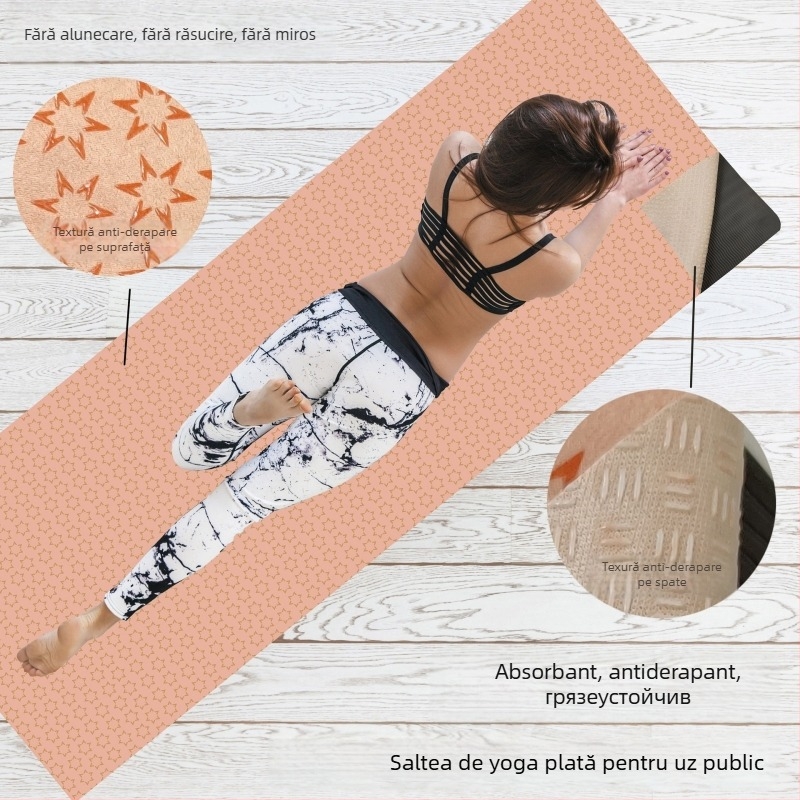 Prosop de yoga anti-alunecare, cu suprafață dublă cu puncte din siliciu, absorbant la transpirație, fără miros, lavabil la mașină