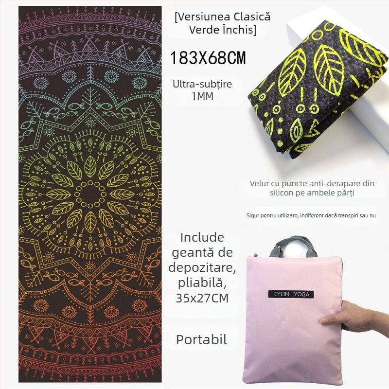 Prosop de yoga anti-alunecare, cu suprafață dublă cu puncte din siliciu, absorbant la transpirație, fără miros, lavabil la mașină