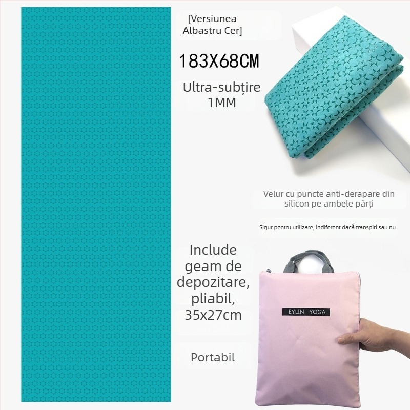 Prosop de yoga anti-alunecare, cu suprafață dublă cu puncte din siliciu, absorbant la transpirație, fără miros, lavabil la mașină