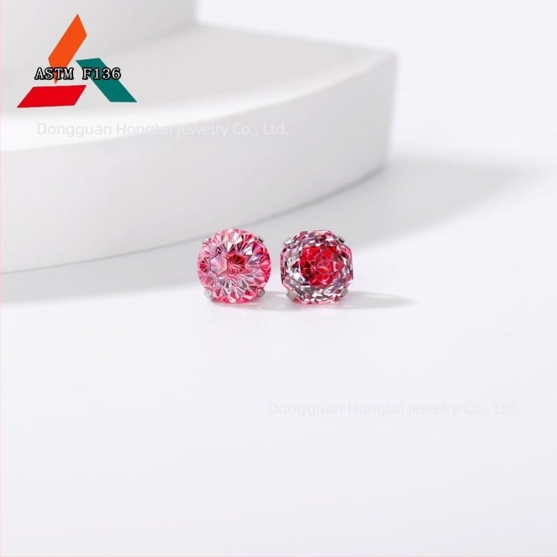 F136 cercei din aliaj de titan, zirconiu 5A, tăietură roză, multicolori, design geometric, accesorii unisex