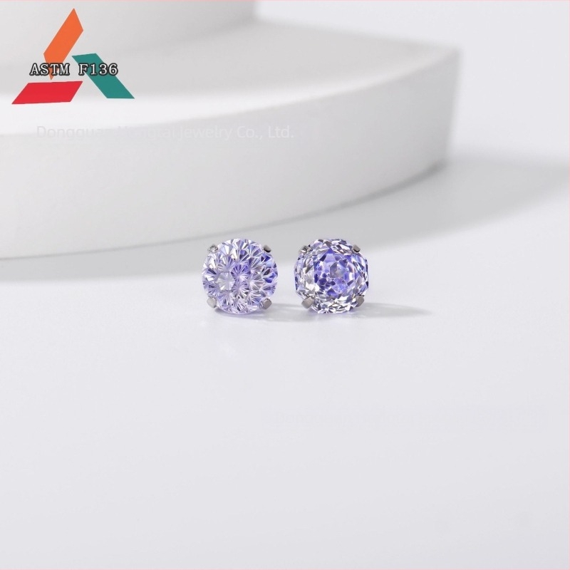 F136 cercei din aliaj de titan, zirconiu 5A, tăietură roză, multicolori, design geometric, accesorii unisex