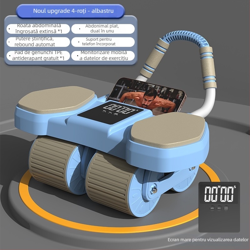CF-099 Roată abdominală, 2,2 kg, cu patru roți și revenire automată, afișaj mare de temporizare, potrivit pentru birou și acasă
