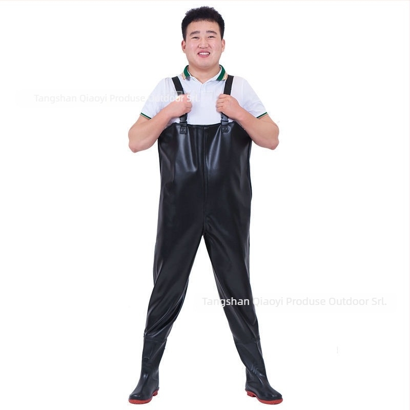 Costum impermeabil unisex cu pantaloni și încălțăminte de apă pentru pescuit și activități în aer liber (Material: PVC tricotat; Model: Monocrom; Sezoane: Toate anotimpurile; Gen: Unisex)