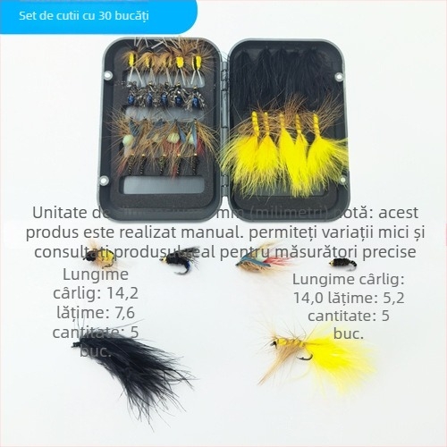 Burning Eagle momeli biionice – set năluci artificiale pentru pescuit cu muște, imitații de fluturi și țânțari, set mixt de cârlige într-o cutie