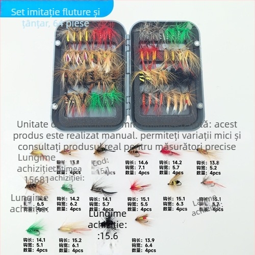 Burning Eagle momeli biionice – set năluci artificiale pentru pescuit cu muște, imitații de fluturi și țânțari, set mixt de cârlige într-o cutie