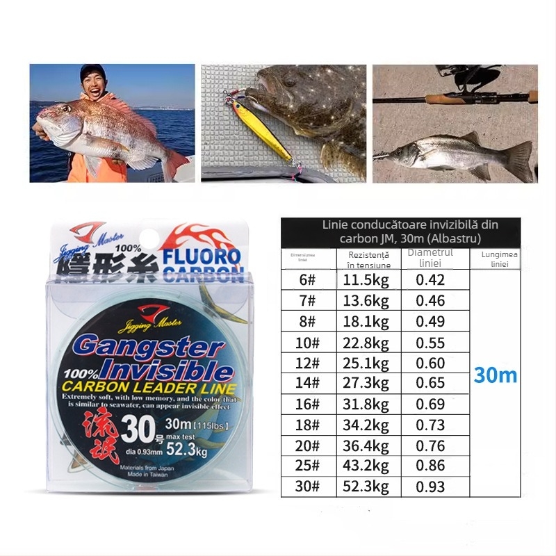 Linie Sub-Line Jigging Master din fibră de carbon, rezistență foarte mare la uzură, pachet 6 buc