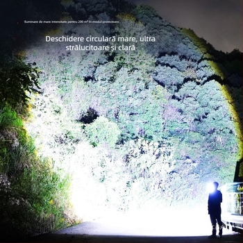 Shuosen Lampa frontală reîncărcabilă, ultra-luminasă pentru pescuit nocturn – Baterie 18650, Impermeabilă, Autonomie 8–10 h, 266 g, Curea elastică