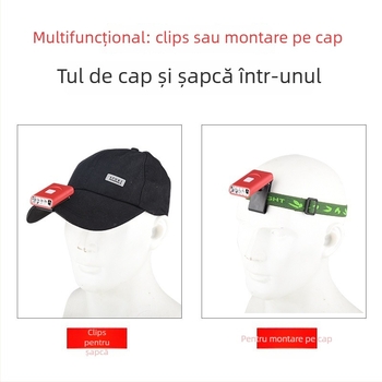 Lampa LED cu clemă pentru șapcă, KC certificat, cu senzor, 1W, 500mAh, încărcare Type-C, iluminare pentru pescuit