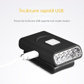 Lampa LED cu clemă pentru șapcă, KC certificat, cu senzor, 1W, 500mAh, încărcare Type-C, iluminare pentru pescuit
