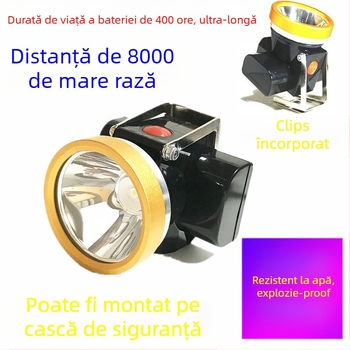 Cască de protecție pentru miner cu lanternă LED, utilizare subterană, încărcare, impermeabilă, rază peste 500 m