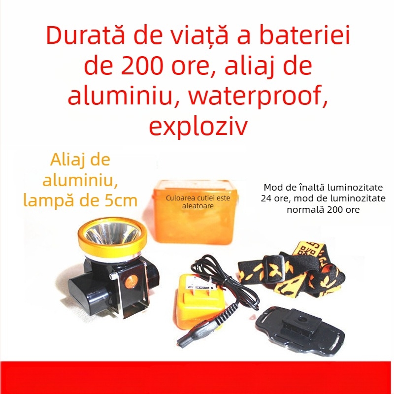 Cască de protecție pentru miner cu lanternă LED, utilizare subterană, încărcare, impermeabilă, rază peste 500 m