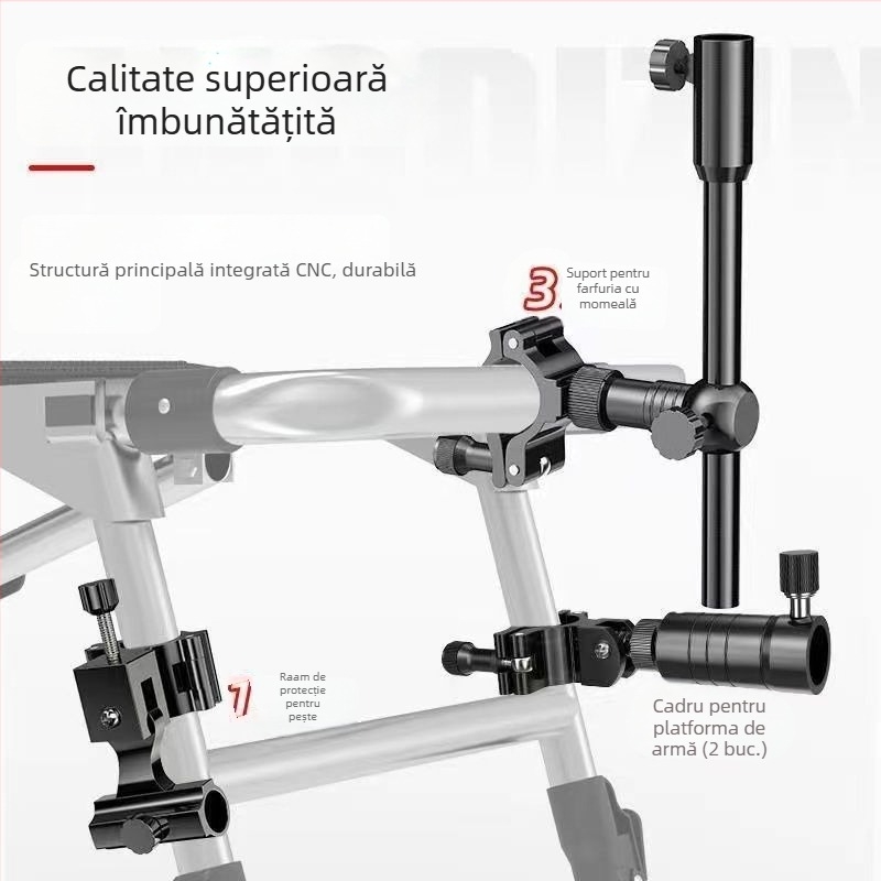 Suport universal pentru undițe din aliaj de aluminiu, pentru două sau o singură undiță, accesorii pentru scaunul de pescuit cu raft de prinderi îmbunătățit