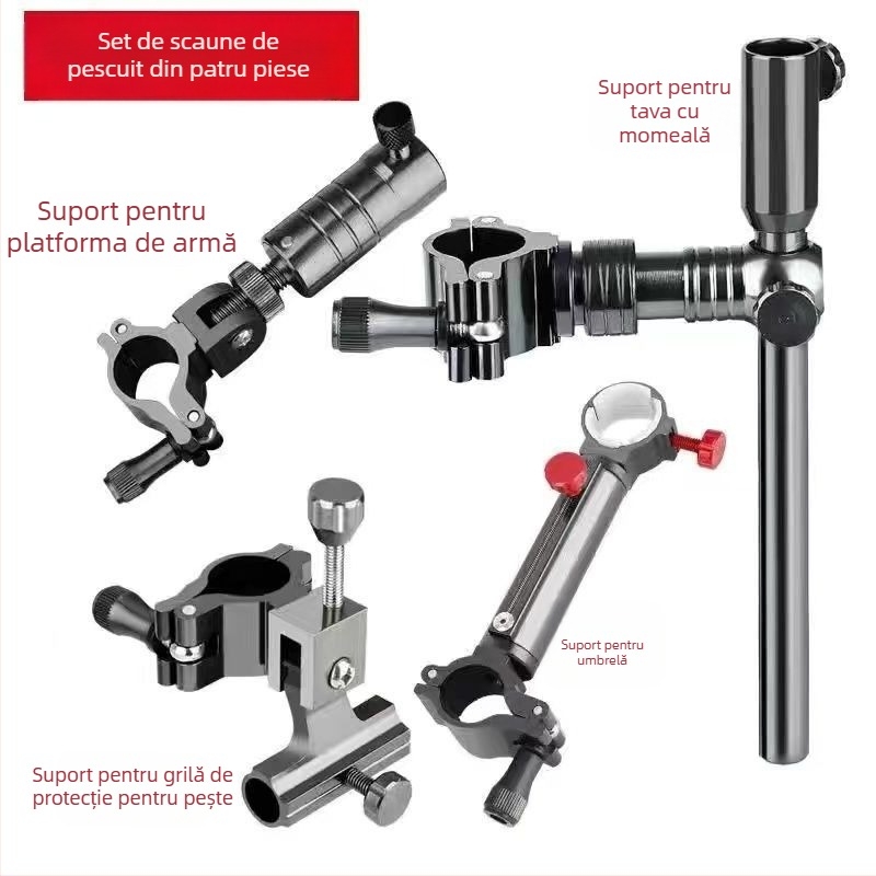 Suport universal pentru undițe din aliaj de aluminiu, pentru două sau o singură undiță, accesorii pentru scaunul de pescuit cu raft de prinderi îmbunătățit