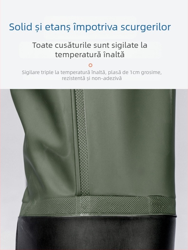 Îmbrăcăminte de pescuit din PVC: pantaloni impermeabili pentru corp întreg și haină de ploaie, 2 buzunare, fără vestă de salvare
