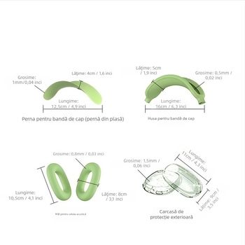 Carcasă de protecție AirPods Max din silicon și TPU, semi-transparentă, universală, turnată prin injecție, personalizabilă