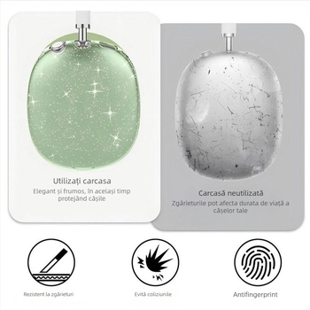 Carcasă de protecție AirPods Max din silicon și TPU, semi-transparentă, universală, turnată prin injecție, personalizabilă